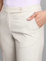 Women's Beige Casual Skinny Fit Solid Trouser