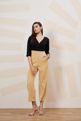 Women's Black and Beige Solid Jumpsuit