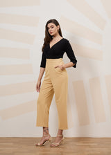 Women's Black and Beige Solid Jumpsuit