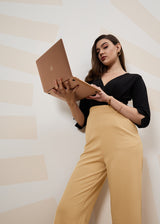 Women's Black and Beige Solid Jumpsuit