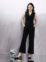Women's Black Shawl Collar Jumpsuit
