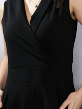 Women's Black Shawl Collar Jumpsuit
