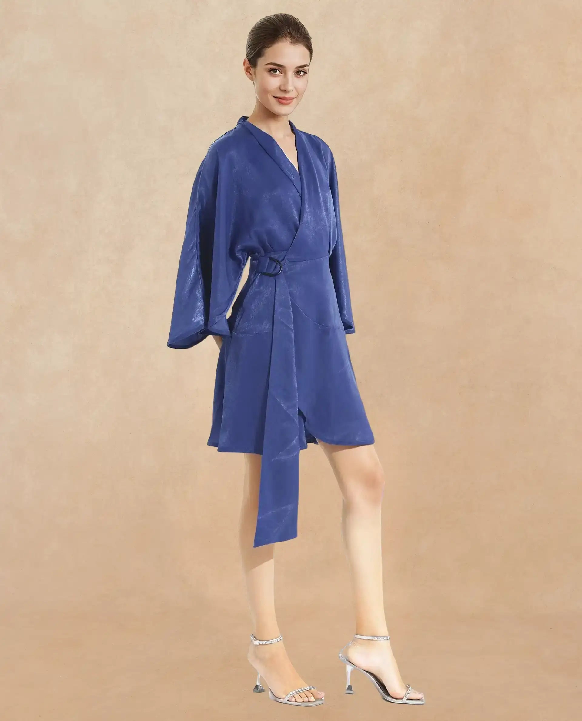 Women's Blue Casual Full Sleeves Dress