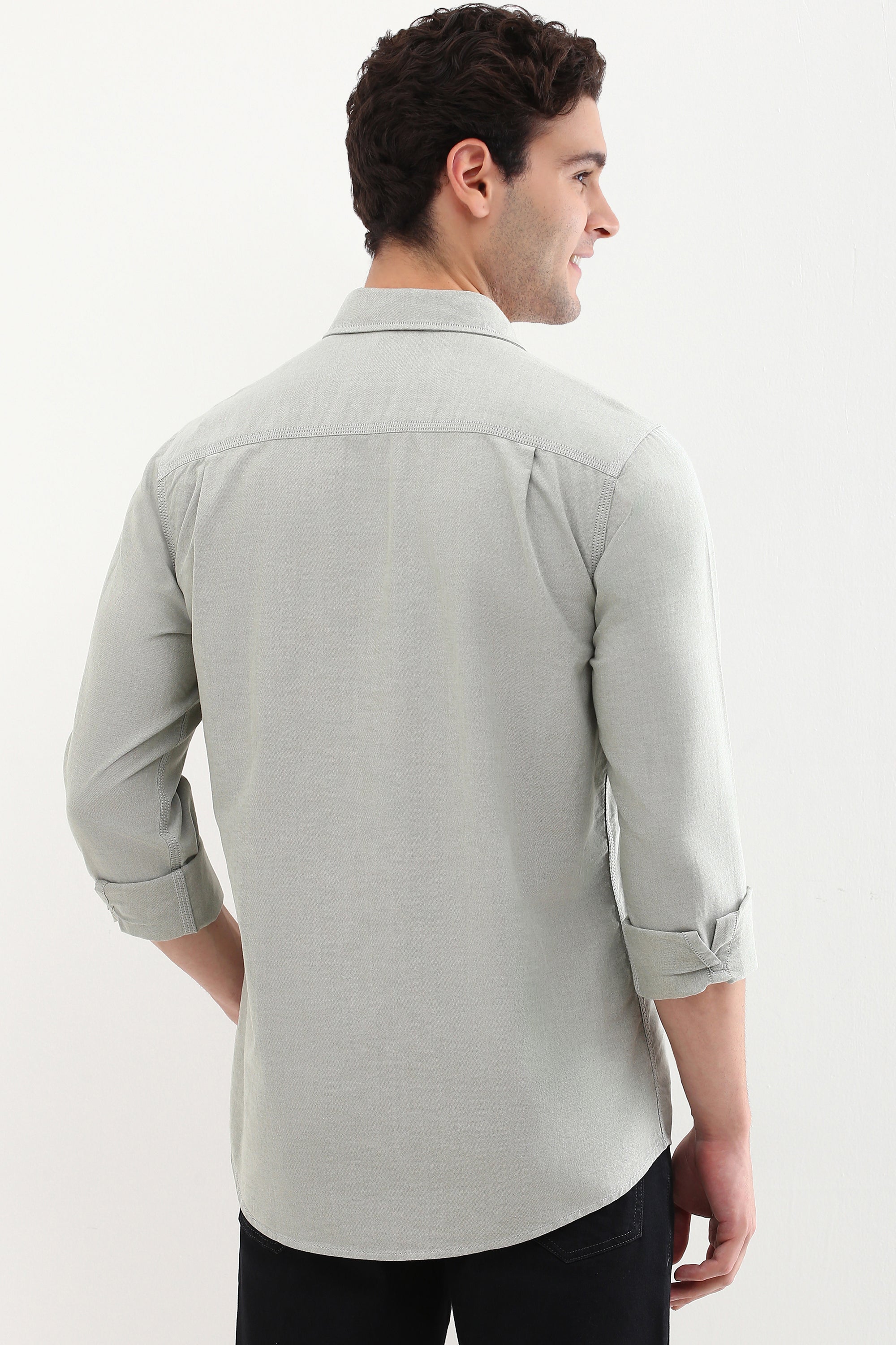 Men's Olive Casual Full Sleeves Shirt