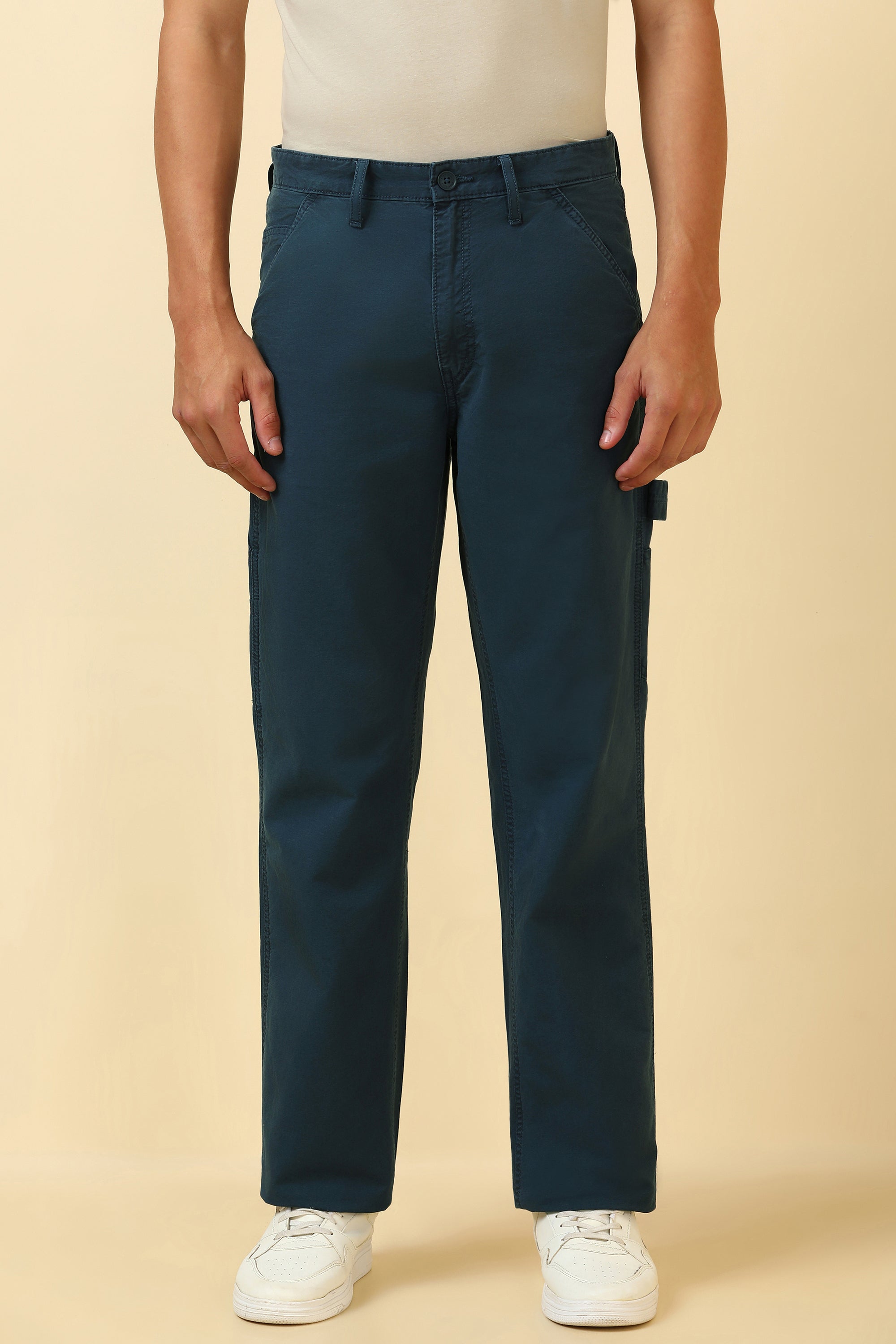 Men's Navy Casual Regular Length Trouser