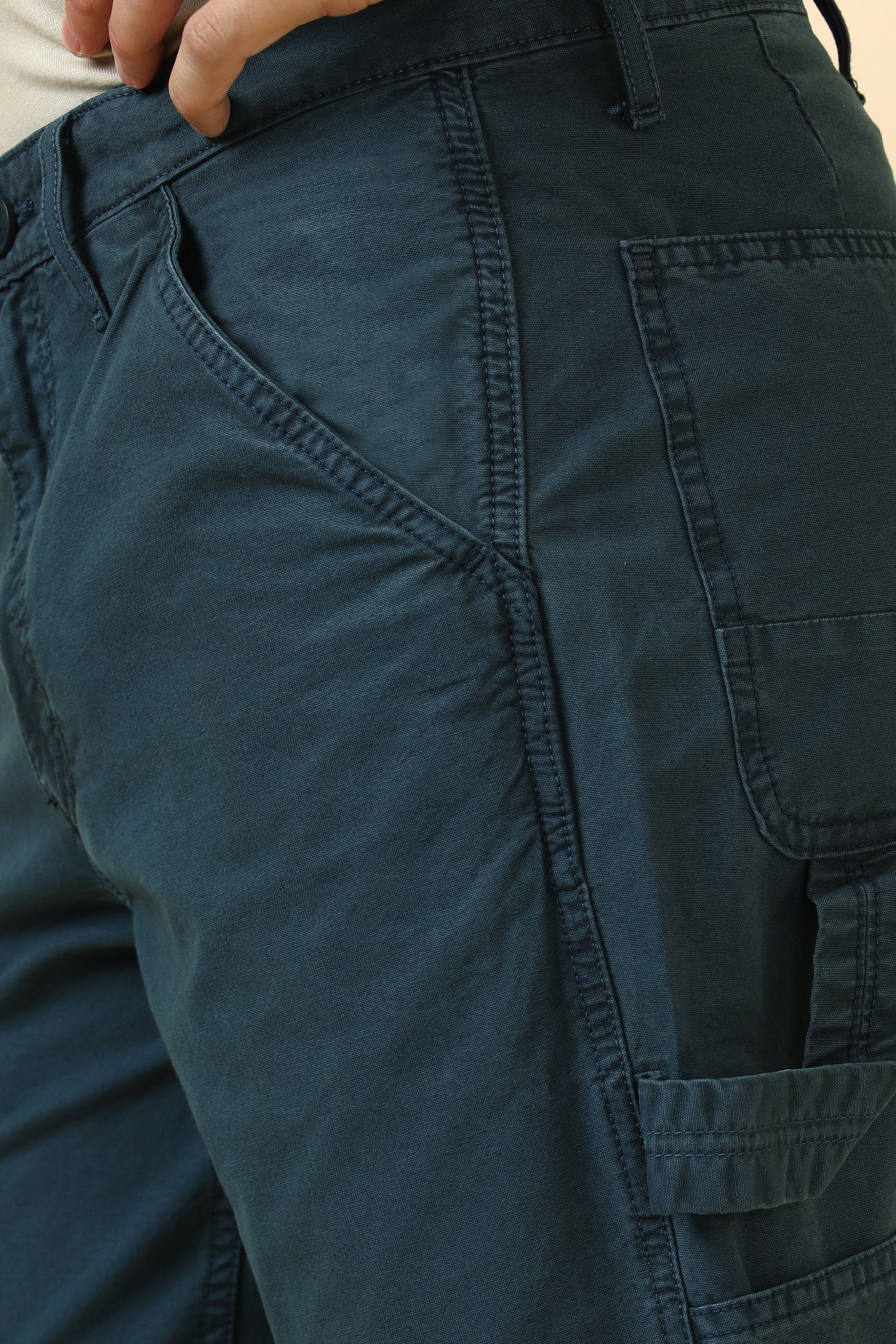 Men's Navy Casual Regular Length Trouser