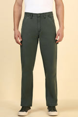 Men's Green Casual Regular Length Trouser