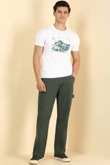 Men's Green Casual Regular Length Trouser