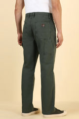 Men's Green Casual Regular Length Trouser