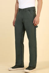 Men's Green Casual Regular Length Trouser