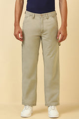 Men's Beige Casual Regular Length Trouser