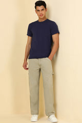 Men's Beige Casual Regular Length Trouser