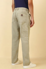 Men's Beige Casual Regular Length Trouser