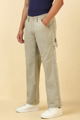 Men's Beige Casual Regular Length Trouser