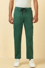 Men's Green Casual Regular Length Trouser