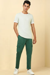 Men's Green Casual Regular Length Trouser