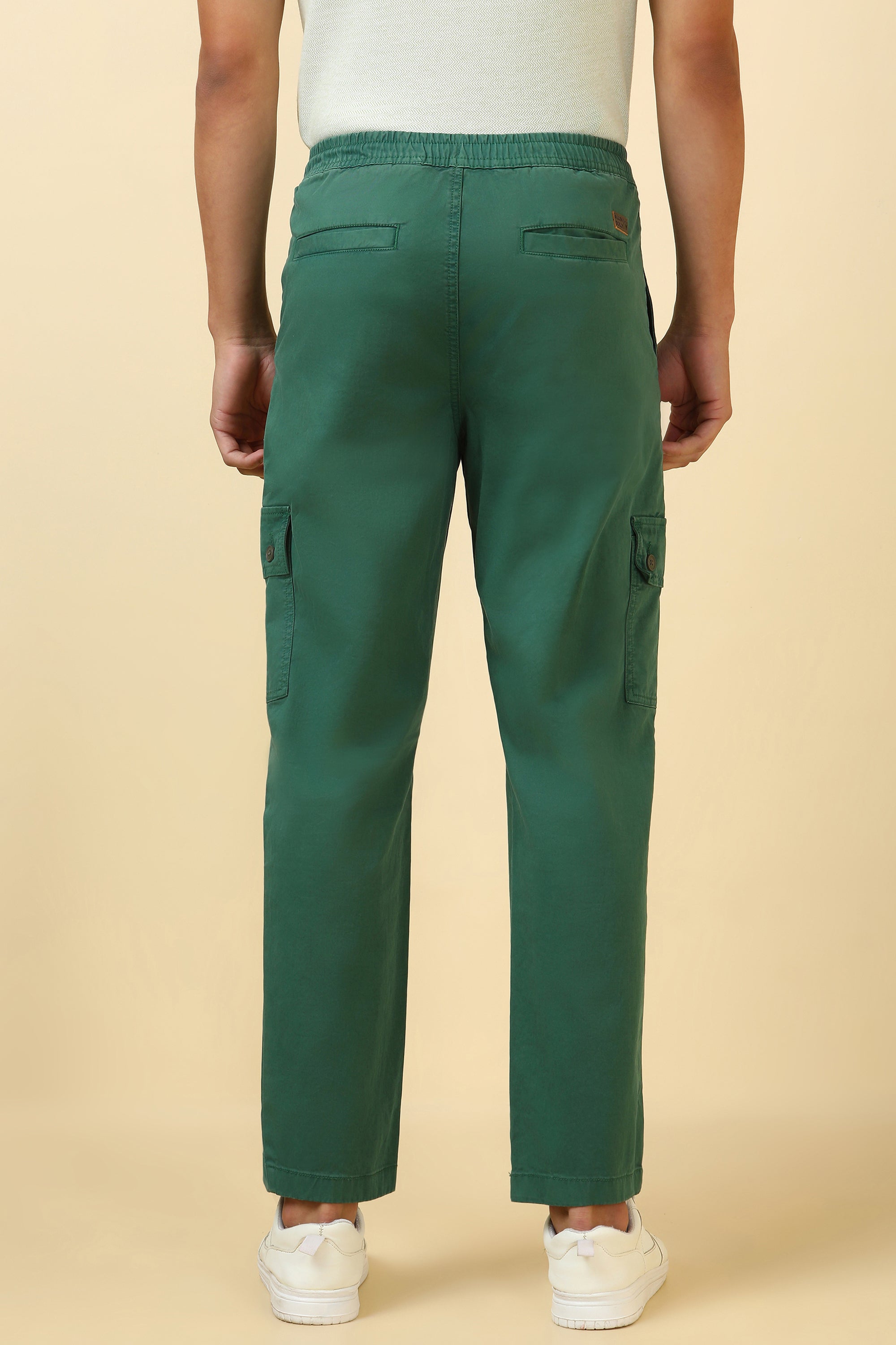 Men's Green Casual Regular Length Trouser