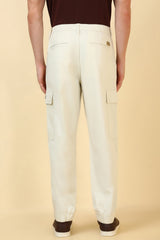 Men's Off White Casual Regular Length Trouser