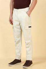 Men's Off White Casual Regular Length Trouser