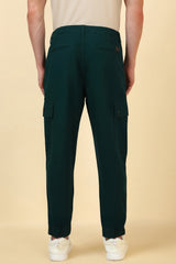 Men's Olive Casual Solid Mid Rise Trouser