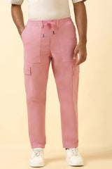 Men's Pink Casual Regular Length Trouser