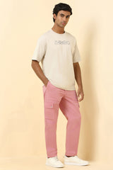 Men's Pink Casual Regular Length Trouser