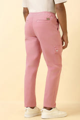 Men's Pink Casual Regular Length Trouser