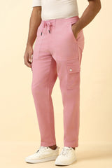 Men's Pink Casual Regular Length Trouser