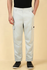 Men's Light Grey Casual Regular Length Trouser