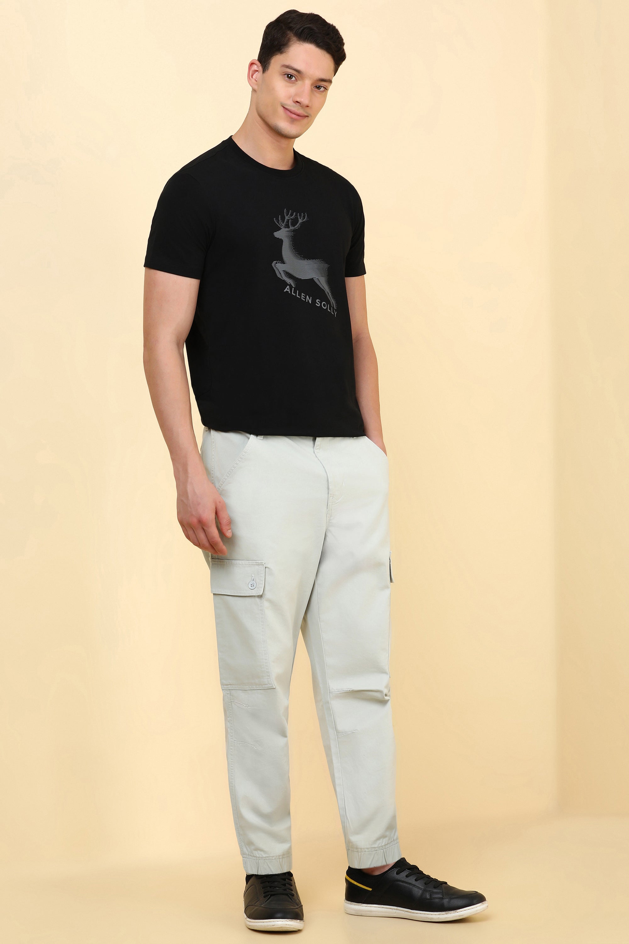 Men's Light Grey Casual Regular Length Trouser