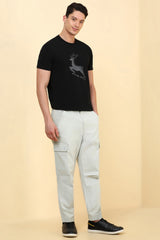 Men's Light Grey Casual Regular Length Trouser
