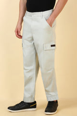 Men's Light Grey Casual Regular Length Trouser