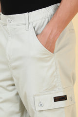 Men's Light Grey Casual Regular Length Trouser