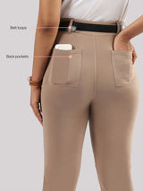 Women's Brown Solid Sports High Rise Pant