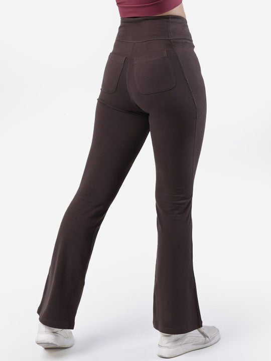 Women's Brown Solid Sports High Rise Trouser