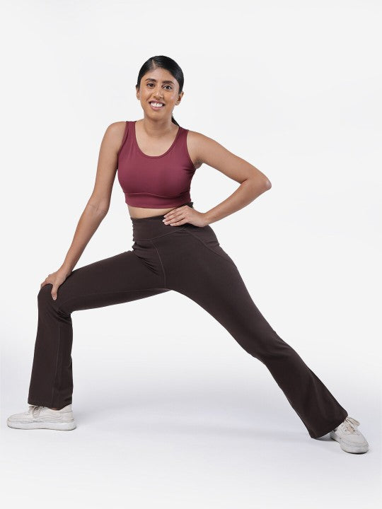 Women's Brown Solid Sports High Rise Trouser