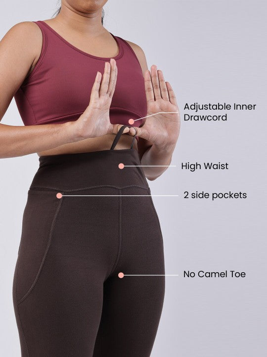 Women's Brown Solid Sports High Rise Trouser