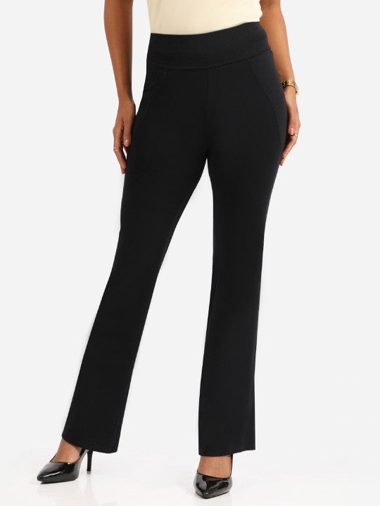 Women's Black Solid Sports High Rise Trouser