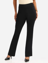 Women's Black Solid Sports High Rise Trouser - Tall