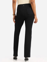 Women's Black Solid Sports High Rise Trouser - Tall