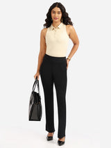 Women's Black Solid Sports High Rise Trouser