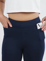 Women's Blue Solid Sports High Rise Trouser - Tall
