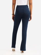 Women's Blue Solid Sports High Rise Trouser