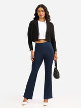 Women's Blue Solid Sports High Rise Trouser