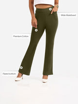 Women's Green Solid Sports High Rise Trouser