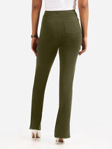 Women's Green Solid Sports High Rise Trouser