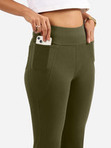 Women's Green Solid Sports High Rise Trouser
