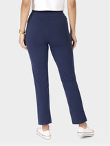 Women's Blue Solid Sports High Rise Pant - Tall