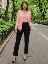 Women's Black Solid Sports High Rise Pant - Tall
