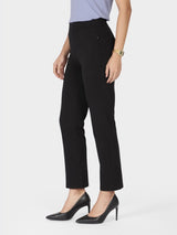 Women's Black Solid Sports High Rise Pant - Tall